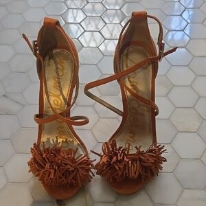 Sam Edelman Women's Orange Fringe Heels Size 6